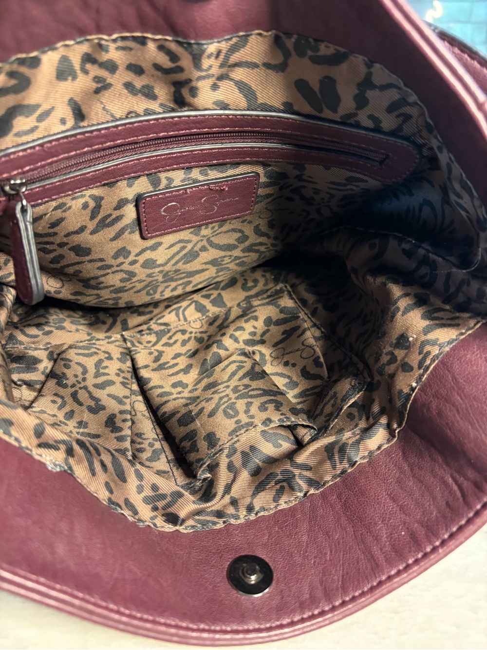Jessica Simpson Wine Red Leather Hobo Bag - Picture 5 of 5